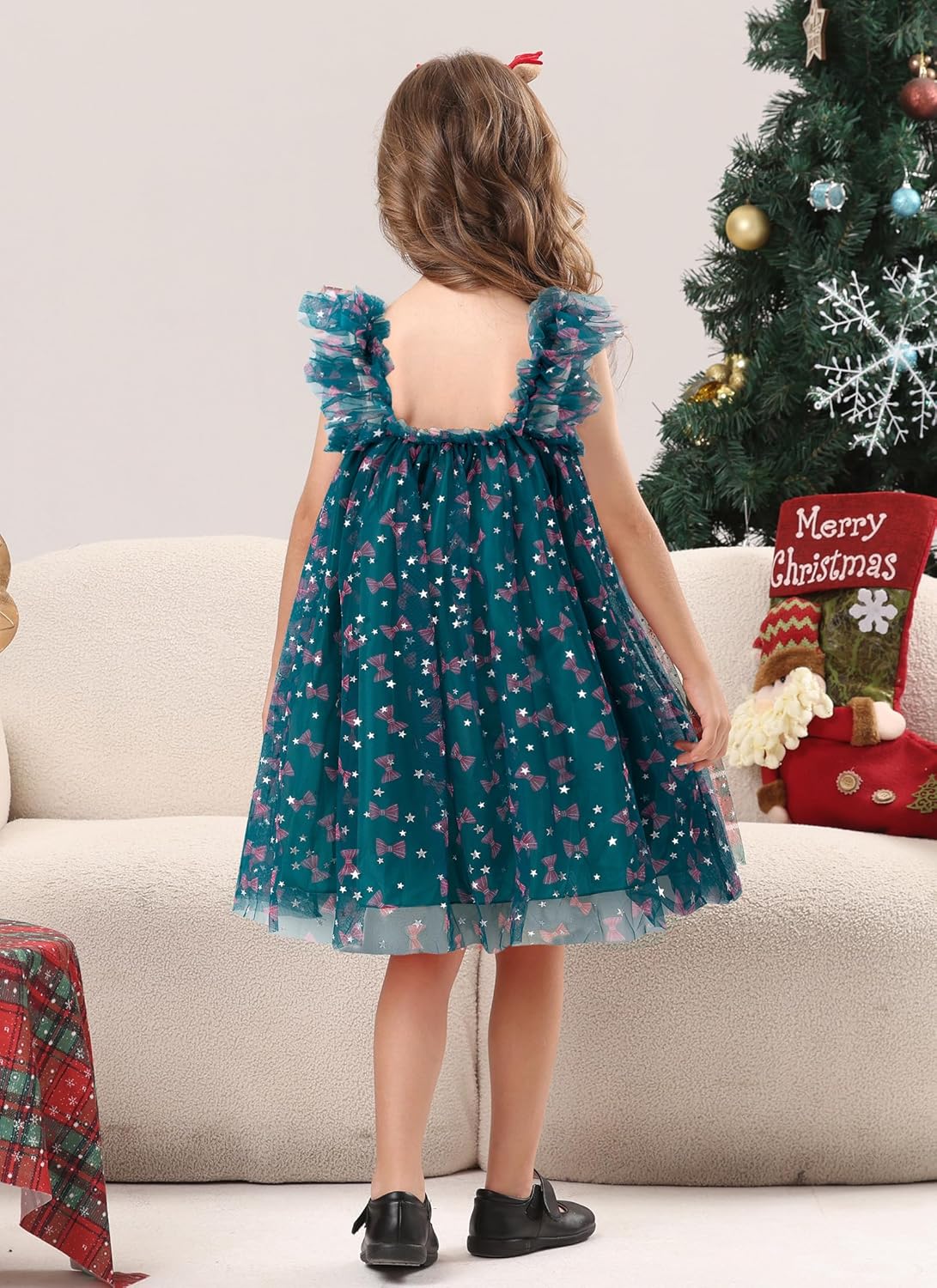 Toddler Girl Christmas Tutu Dress Gilding Printed Sleeveless Layered Tulle Outfit 2-5T - Image 4