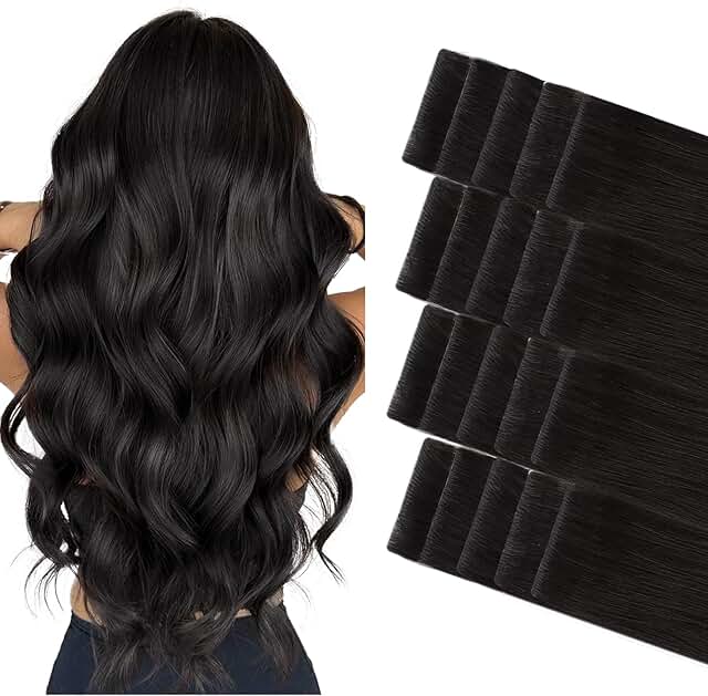 GOO GOO 18-inch natural black Invisi Edge tape-in extensions