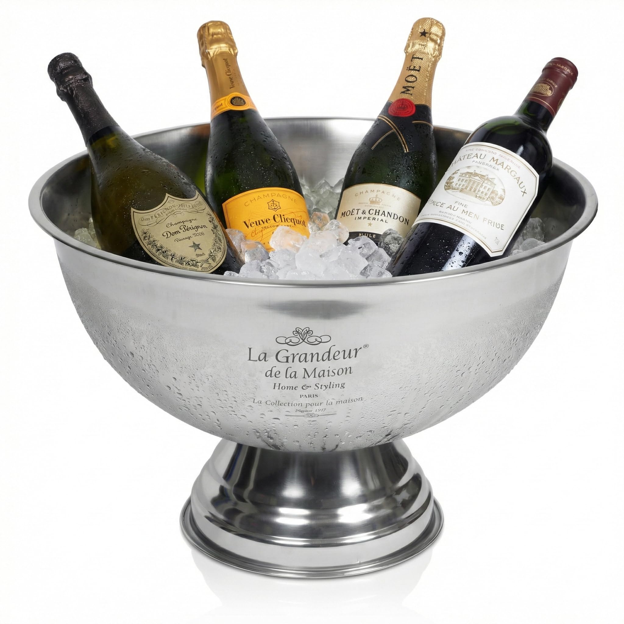 URBN-CHEF Large Stainless Steel Punch Bowl Metal Champagne Wine Beer Ice Party Bucket