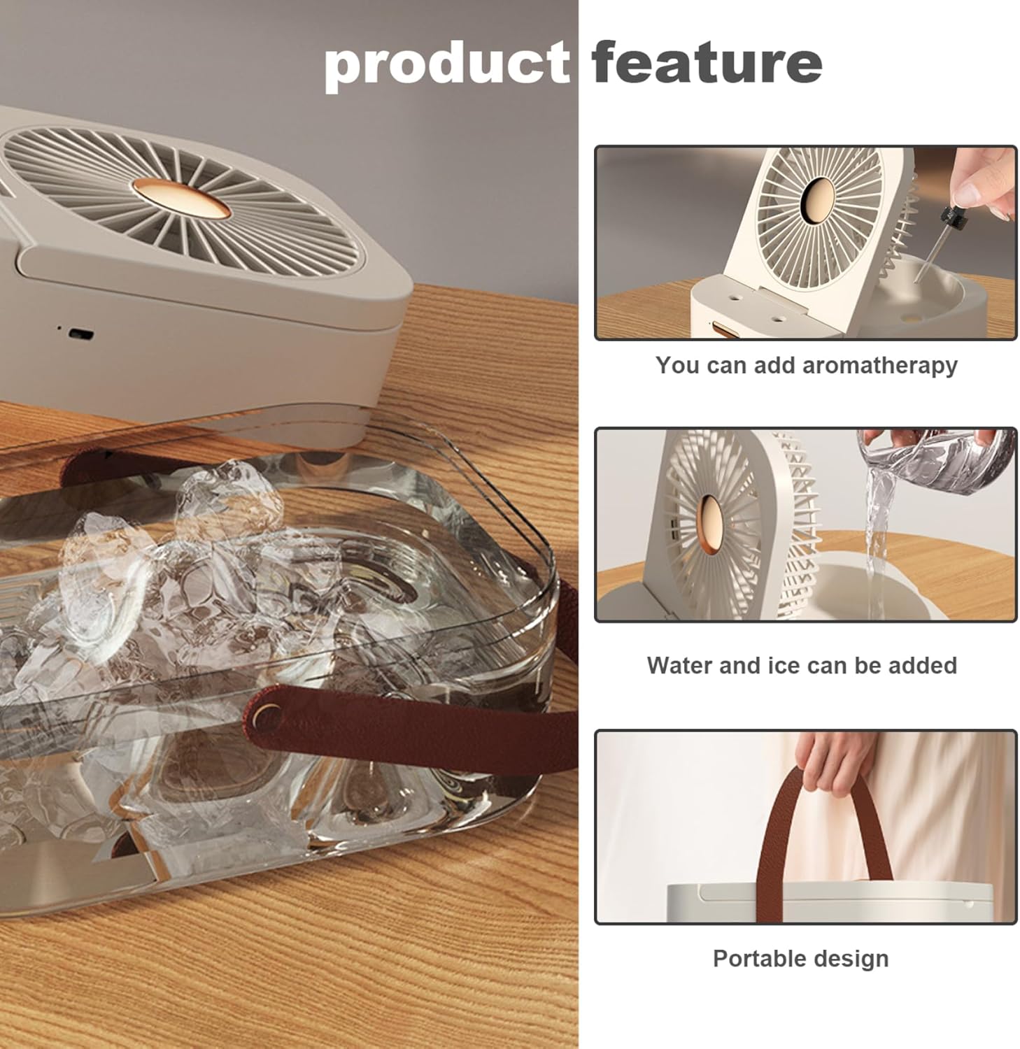 Portable Desk Fan with Mist Spray and Night Light USB Rechargeable Mist Fan with 3 Wind Speeds Quiet Table Cooling Fan with Remote Control for Home, Office, Travel Cooling Fan