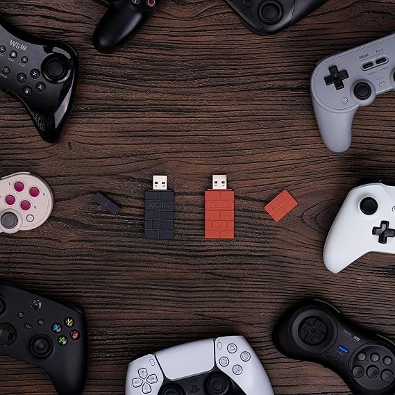AKNES 8BitDo USB Wireless Controller Adapter 2 Converter Dongle for Switch1/2 / Switch OLED,Steam Deck,Windows,macOS,PS5/PS4/PS3 Controller,X Box Series X/S,X Box One Bluetooth Controller OTG Cable