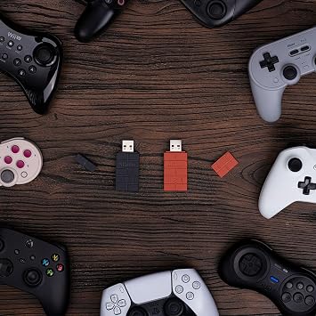 AKNES 8BitDo USB Wireless Controller Adapter 2 Converter Dongle for Switch1/2 / Switch OLED,Steam Deck,Windows,macOS,PS5/PS4/PS3 Controller,X Box Series X/S,X Box One Bluetooth Controller OTG Cable