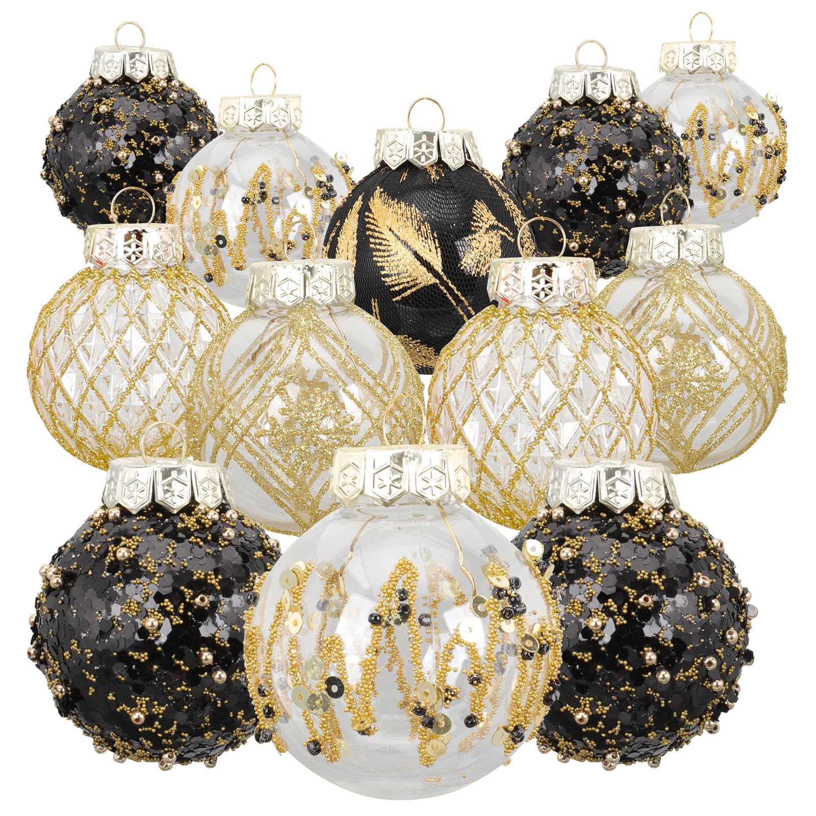 Weihnachtskugeln in Schwarz aus Kunststoff Bruchsichere 25 Stück als Hängende Dekoration für Weihnachtsbaum und Garten