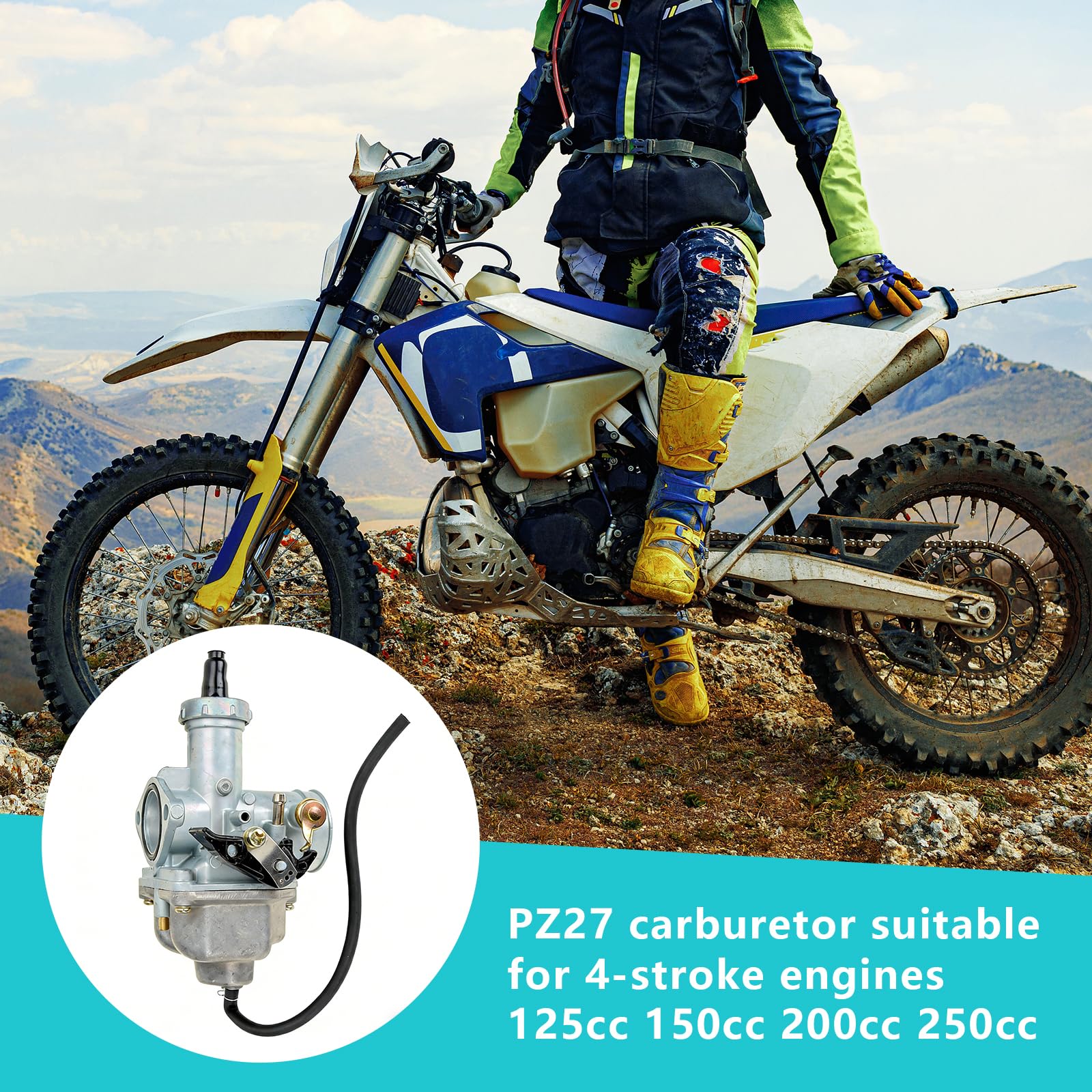 GVSS PZ27 Vergaser für CG 125cc 150cc 200cc 250cc 300cc, kompatibel mit Quads, Go-Kart und Dirt Bike, zum Ersetzen des alten Vergasers