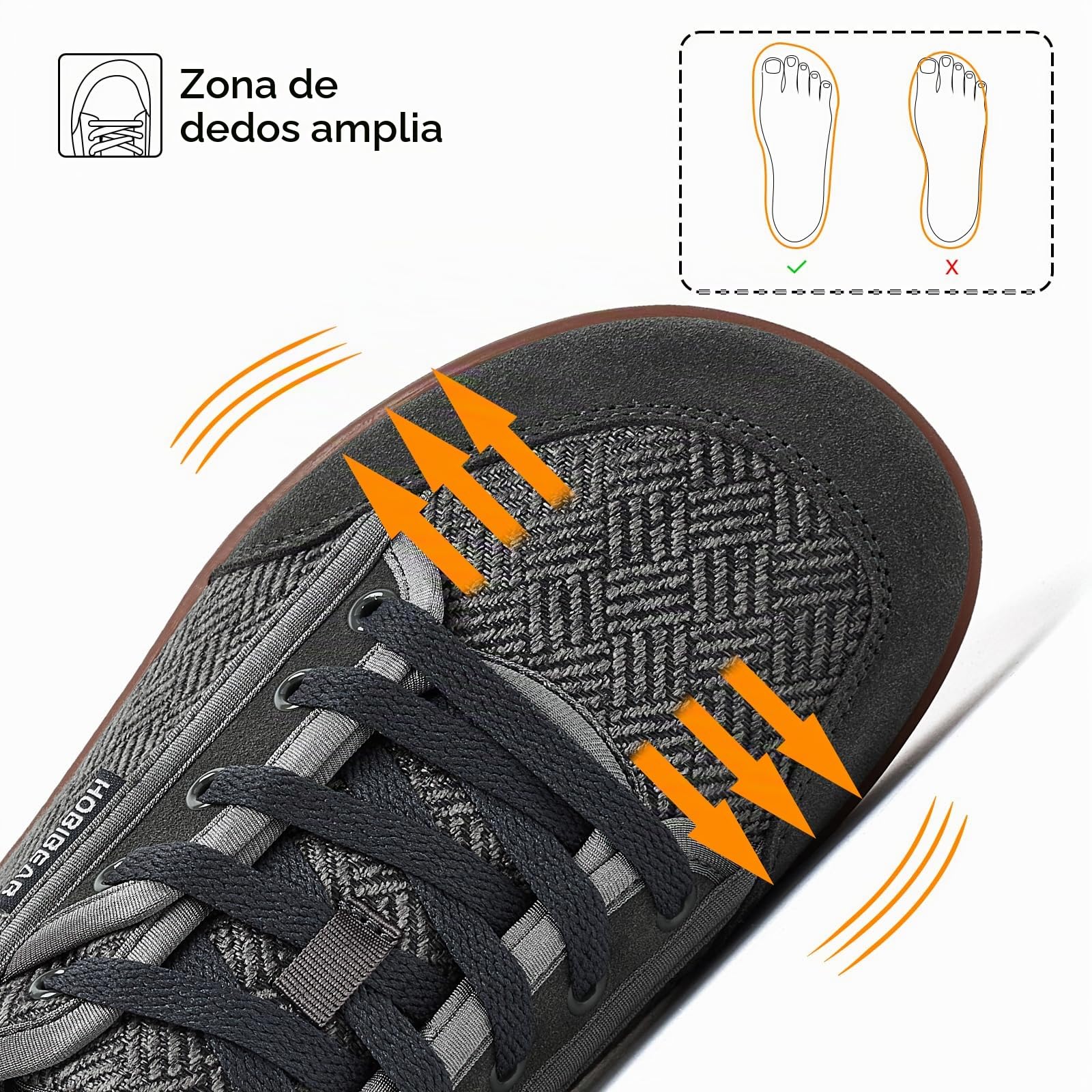 HOBIBEAR Calzado Ancho Unisex Barefoot - Diseño Minimalista para Hombre y Mujer - Zapatos Outdoor con Puntera Amplia y Soporte Natural