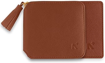 NEORAH — Couples Gift Set Vegan Leather Men's Wallet & Women’s Card Wallet + Coin Compartment - Men’s Wallet | Card Wallet - Birthday, Anniversary, Wedding Day, Valentine's Day Gift (Brown)