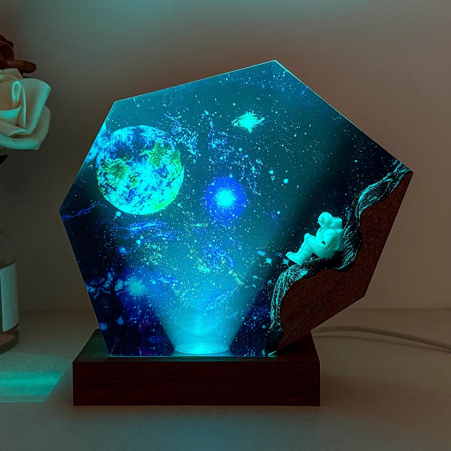Space Resin Lamp, Handmade Resin Night Light for Office Bedroom Hotel Decor image 4