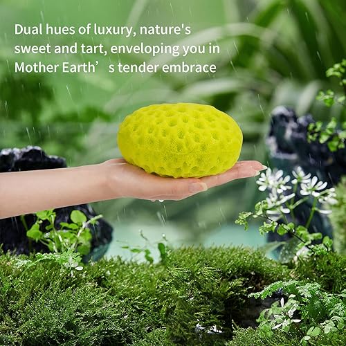 Miniatura 5 de Juego de esponjas de baño de YABAHU: lujoso tono dual, amarillo limón revitalizante y verde lima fresco de la mañana, material ecológico ultrasuave,