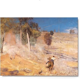 Metal Print Wall Art A Break Away Tom Roberts 1891 Fine Art Reproduction Australian Landscape - 12x16 inches