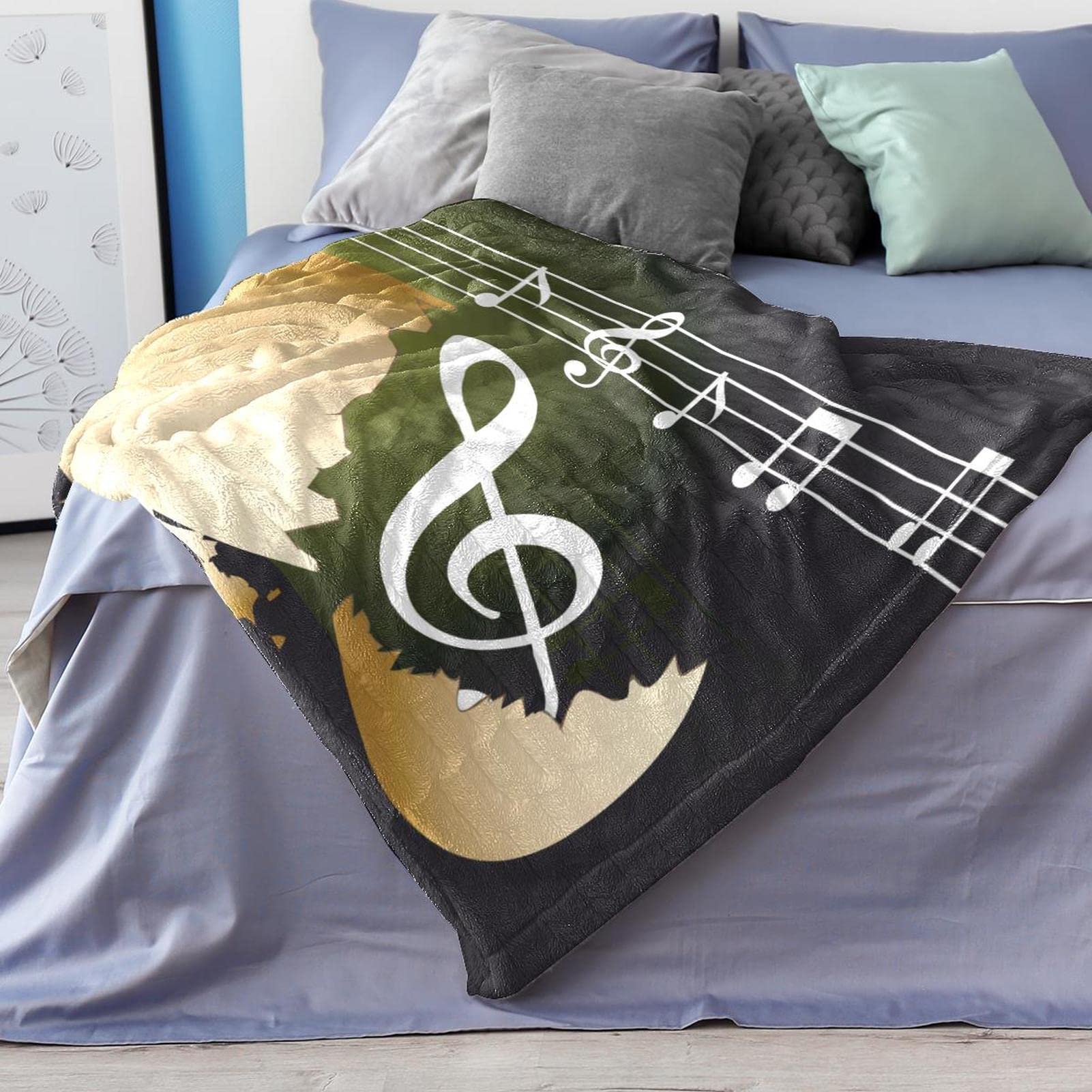 Coperta in pile per divano, divano o letto, accoglienti e morbide coperte retrò Egg Music