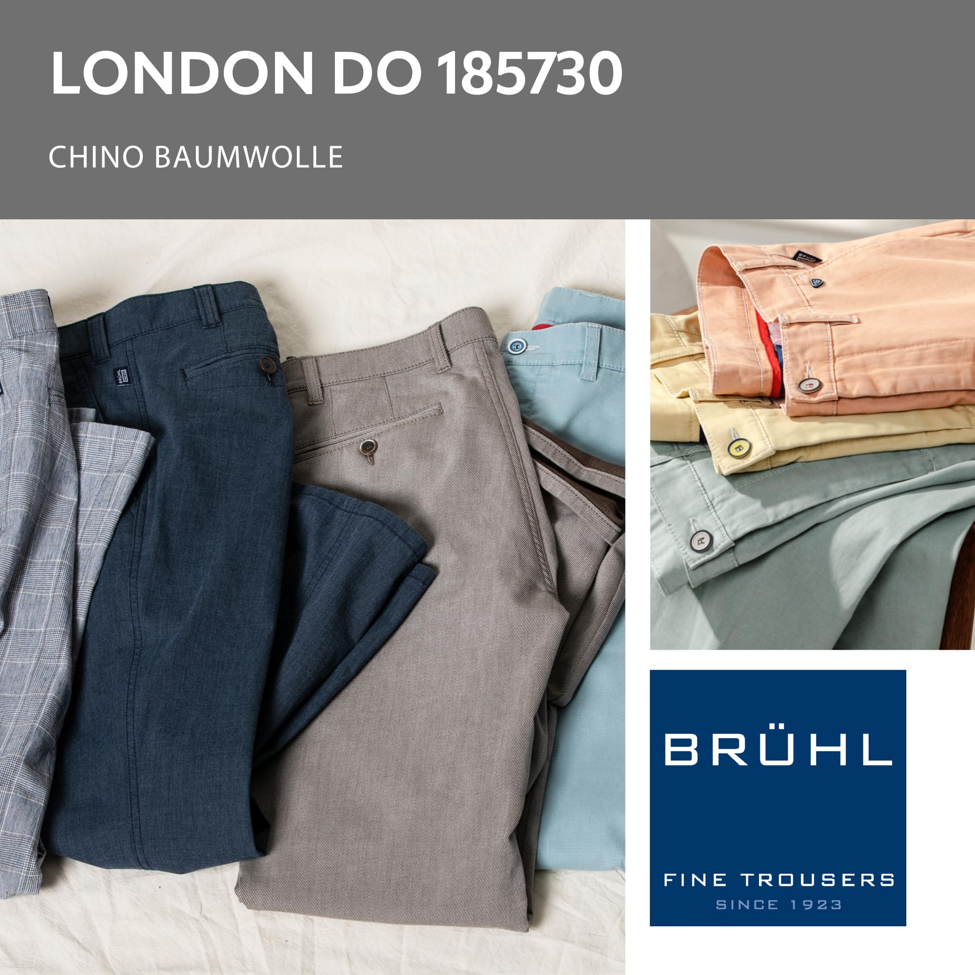 Brühl - Comfort Fit - Herren Leichte Chino Hose in Pima Satin Stretch, London DO (0809185730100)