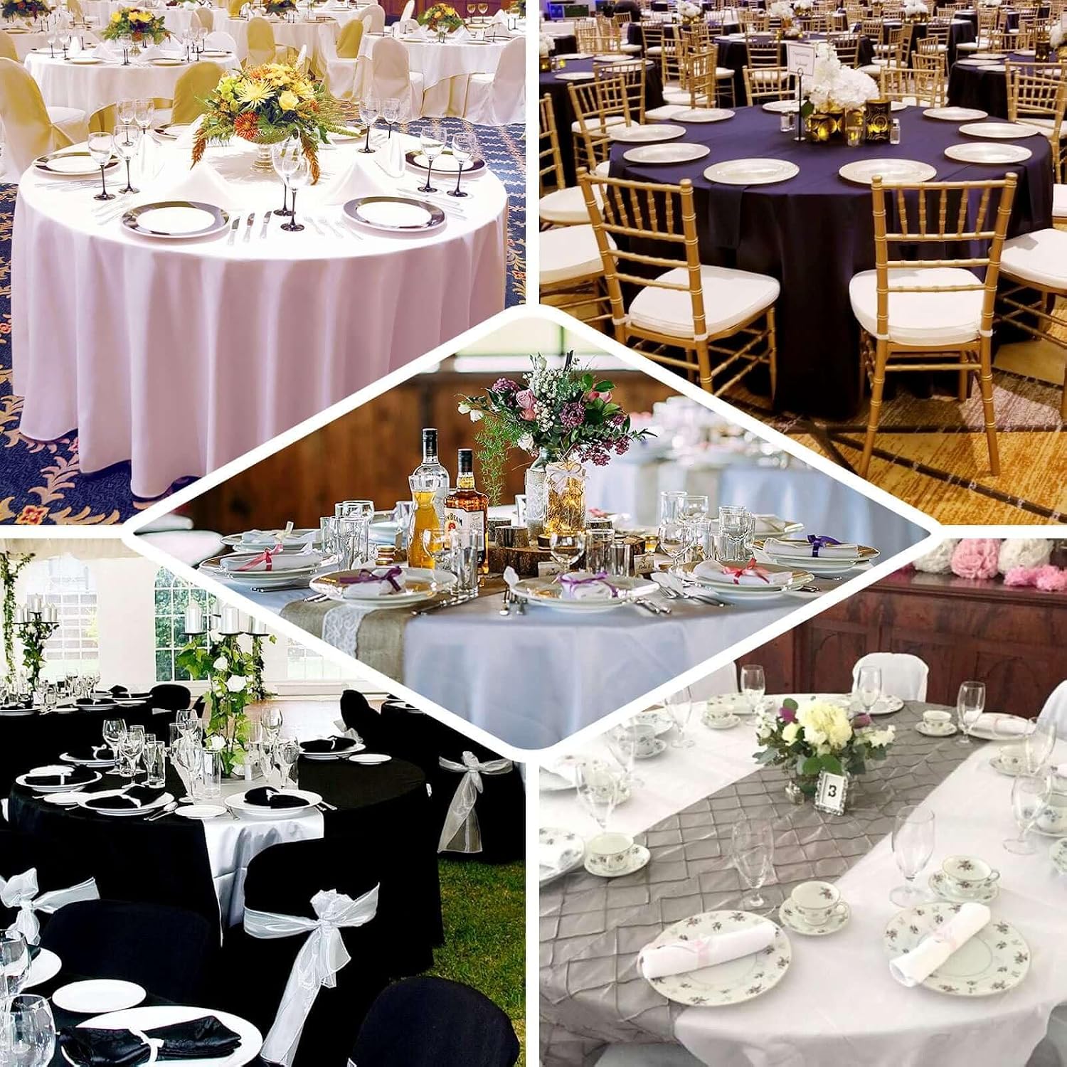 Efavormart 120" Round Tablelinens Commercial Grade 100% Cotton Tablecloth for Wedding Party Home Decor - White