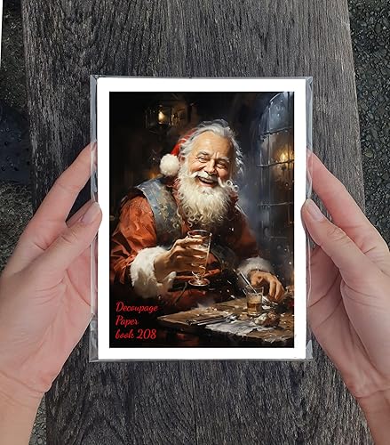 Miniatura 3 de Decoupage - Paquete de papel (35 hojas de 6 x 8 pulgadas), alegres y alegres Santas festivos y emocionados para Navidad, FLONZ Vintage Ilustración