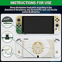 Vista 4 de GLDRAM Switch Carrying Case for Zelda, Portable for Nintendo Switch OLED with Travel Case Protector, White Dockable Switch OLED Skin Cover, Hand