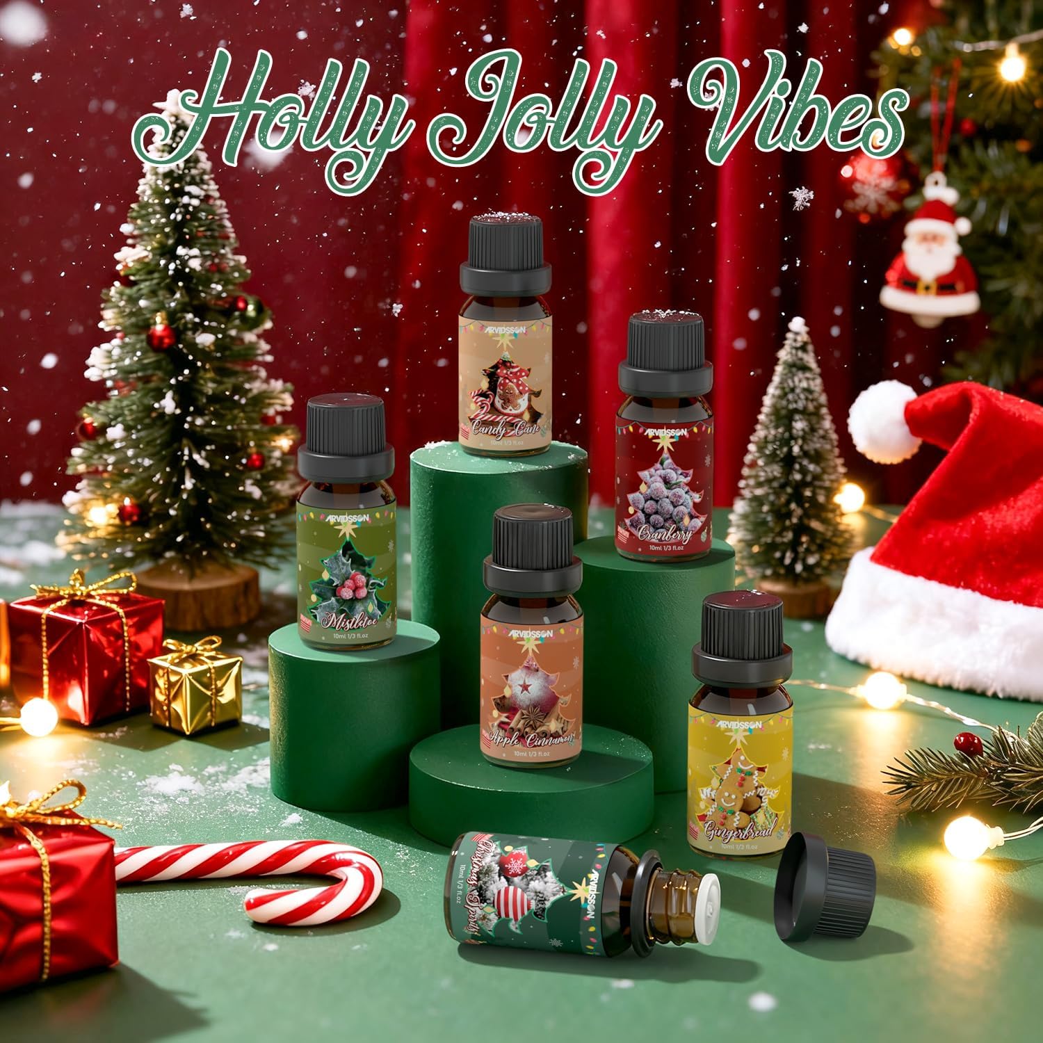 ARVIDSSON Christmas Fragrance Oil Set, Winter Essential Oils for Diffuser, Candle Making - Christmas Spirit, Gingerbread, Apple Cinnamon, Candy Cane, Mistletoe, Holiday Diffuser Oils Gift Set - Image 5