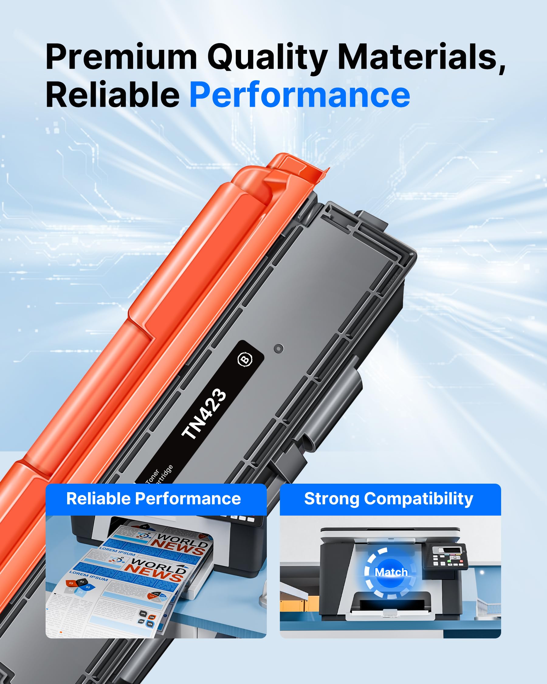 Cool Toner 4 Pack Toner Cartridge Replacement For Brother TN423 TN-423 TN-421 TN421 HL-L8260CDW HL-L8360CDW MFC-L8690CDW MFC-L8900CDW DCP-L8410CDW DCP- L8410CDN (Black, Cyan, Yellow, Magenta