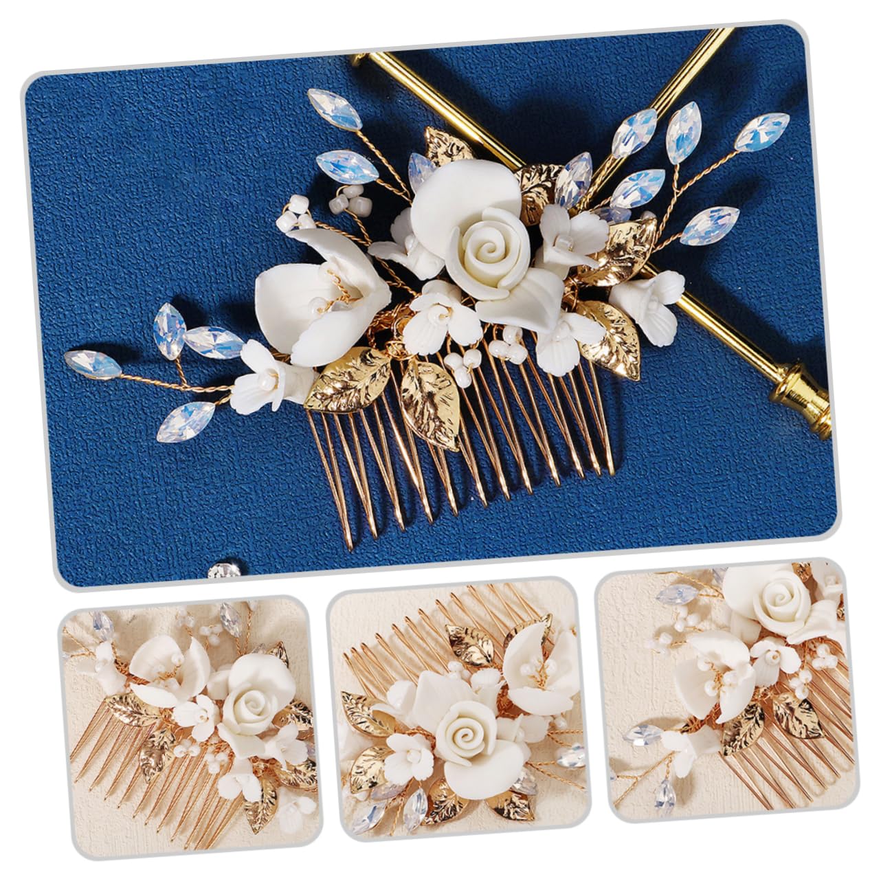 TOPBATHY 5 Piezas Peine De Novia Decoración De Macramé Decoración Del Cabello Para La Boda Peines Para El Cabello Accesorios Nupciales Cerámica Delicado Dama De Honor Horquilla