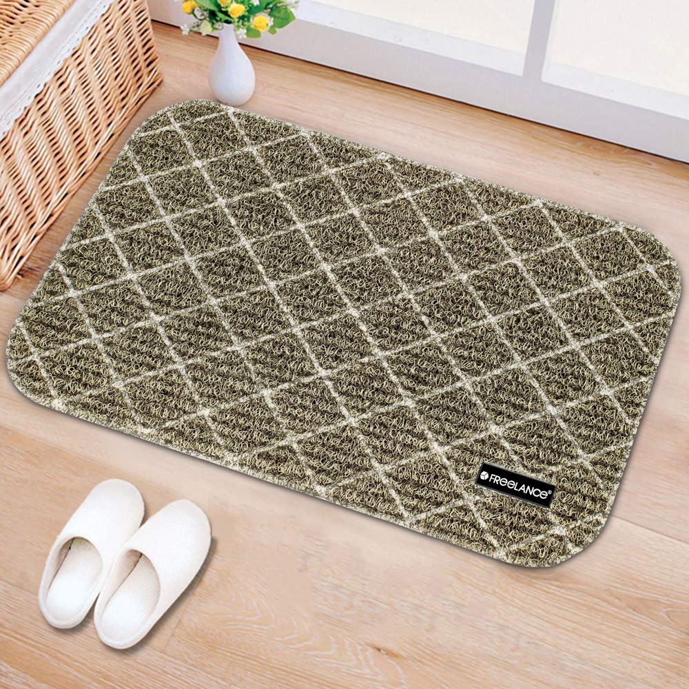 Freelance Diamond Main Door Mats for Entrance, 40x68 cm Beige-Brown - Soft PVC Mesh Indoor & Outdoor Foot Mat - Slip-Res
