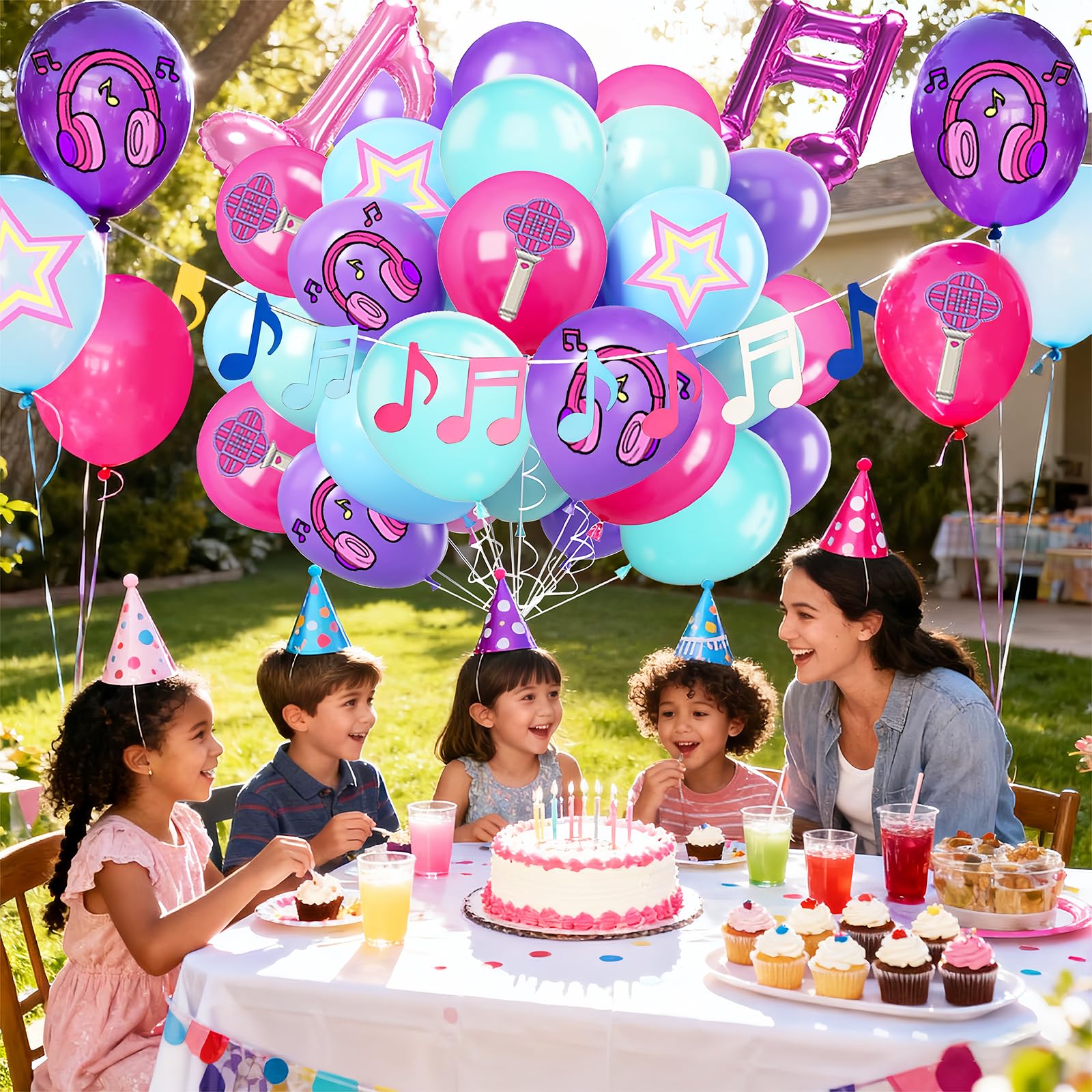 Luftballon, 52 Stück, 30,5 cm, niedliche Musiksymbole, Druckballons für Cartoons, magische Musik, Motto-Party, Dekorationen, Jungen, Mädchen, Versammlungen, Partyzubehör