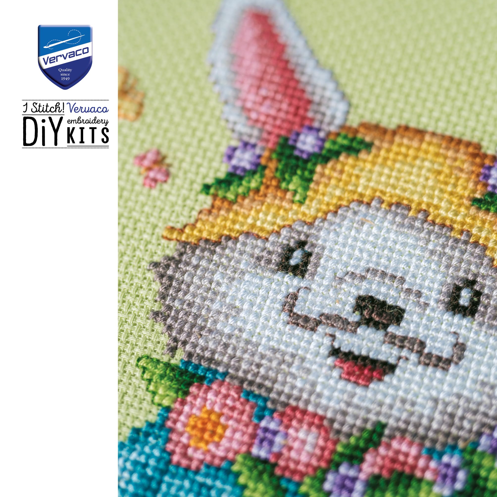 VERVACO Haft Krzyżykowy Liczony Zestaw Obraz do Haftu MAŁE ZWIERZĘTA Zrób to Sam Zestaw Kreatywny dla Dorosłych 28 x 18 cm Dekoracja Ścienna DIY Cross Stitch Kit