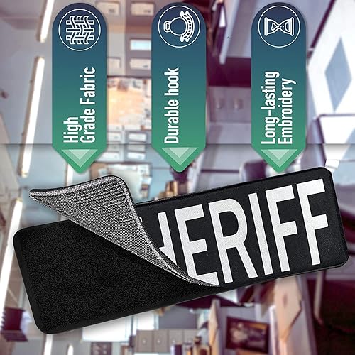 Miniatura 3 de Parche de tela de bordado grande de 10 x 3 pulgadas, color blanco y negro, para policía policial, chaleco táctico, chaqueta, uniforme, placa