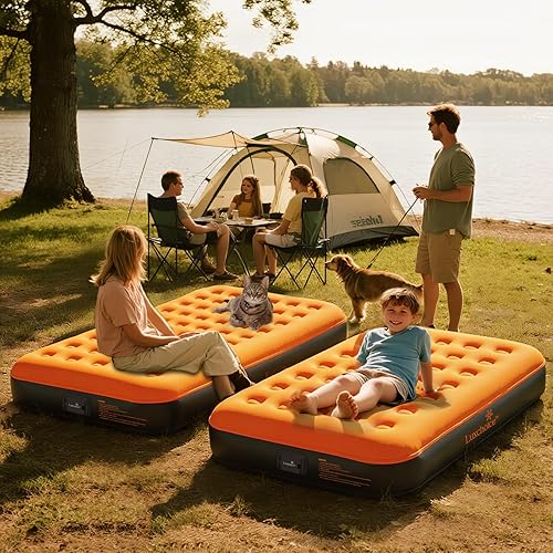 Miniatura 6 de Colchón de aire con bomba recargable USB incorporada, colchón inflable para campamento, colchón inflable portátil, cama de aire, cama de invitados