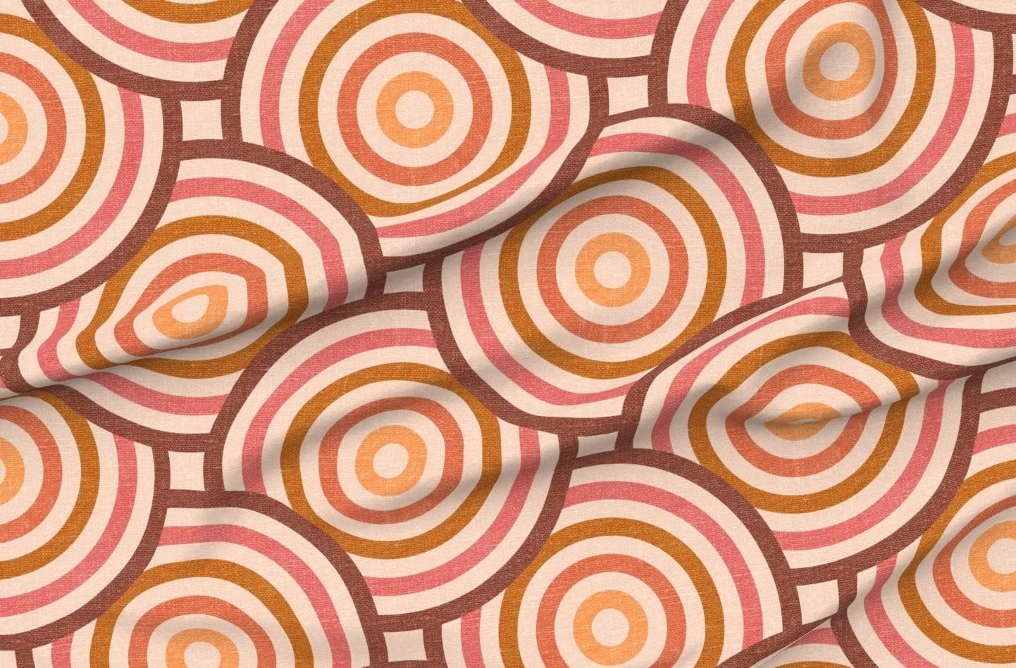 Spoonflower Fabric - Retro Circles Blush Extra Vintage Modern Cool Printed on Organic Cotton Sateen Fabric by The Yard - Sewing Quilting Apparel Home Decor