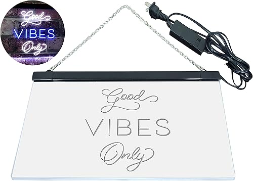 Miniatura 10 de ADVPRO Good Vibes Only Home Bar Disco Room Display Dual Color LED Neon Sign Verde y Azul 16" x 12" st6s43-i3076-gb