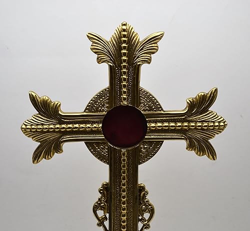 Miniatura 1 de Relicario de cruz de estilo flor de Lis ornamentada para su reliquia Theca, Santuario de Veneración de la Iglesia (CCG-103)