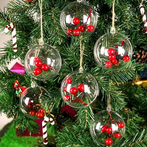 Miniatura 5 de MyoGrip Paquete de 10 adornos de plástico transparente de 3.15 pulgadas para manualidades, adornos de Navidad transparentes, bolas de adornos