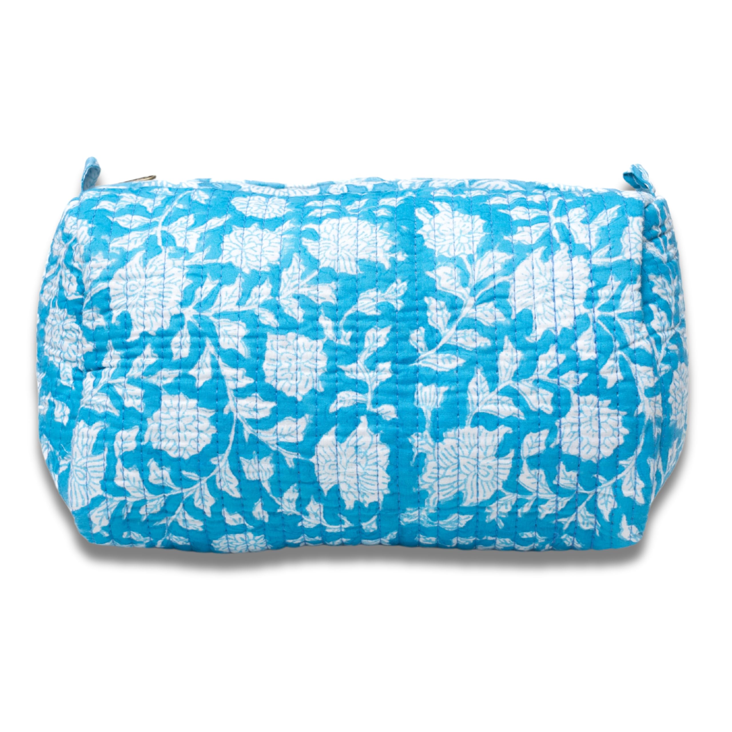 Neceser Print de Viaje Organizador, Bolsa de Aseo, Bolso Maquillaje de algodón Acolchado para Mujeres, Hombres y recién Nacidos con Forrado Impermeable Interior (Blanco Floral, Mediano) — view 19