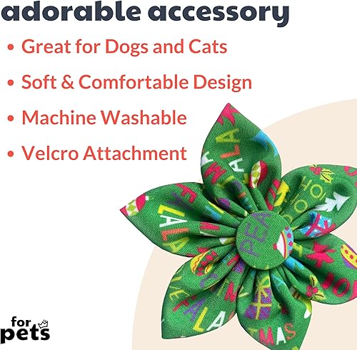 Miniatura 2 de Huxley & Kent Molinete para mascotas  Merry & Bright (grande)  Accesorio de collar de velcro de Navidad para perrosgatos  Accesorio de collar de