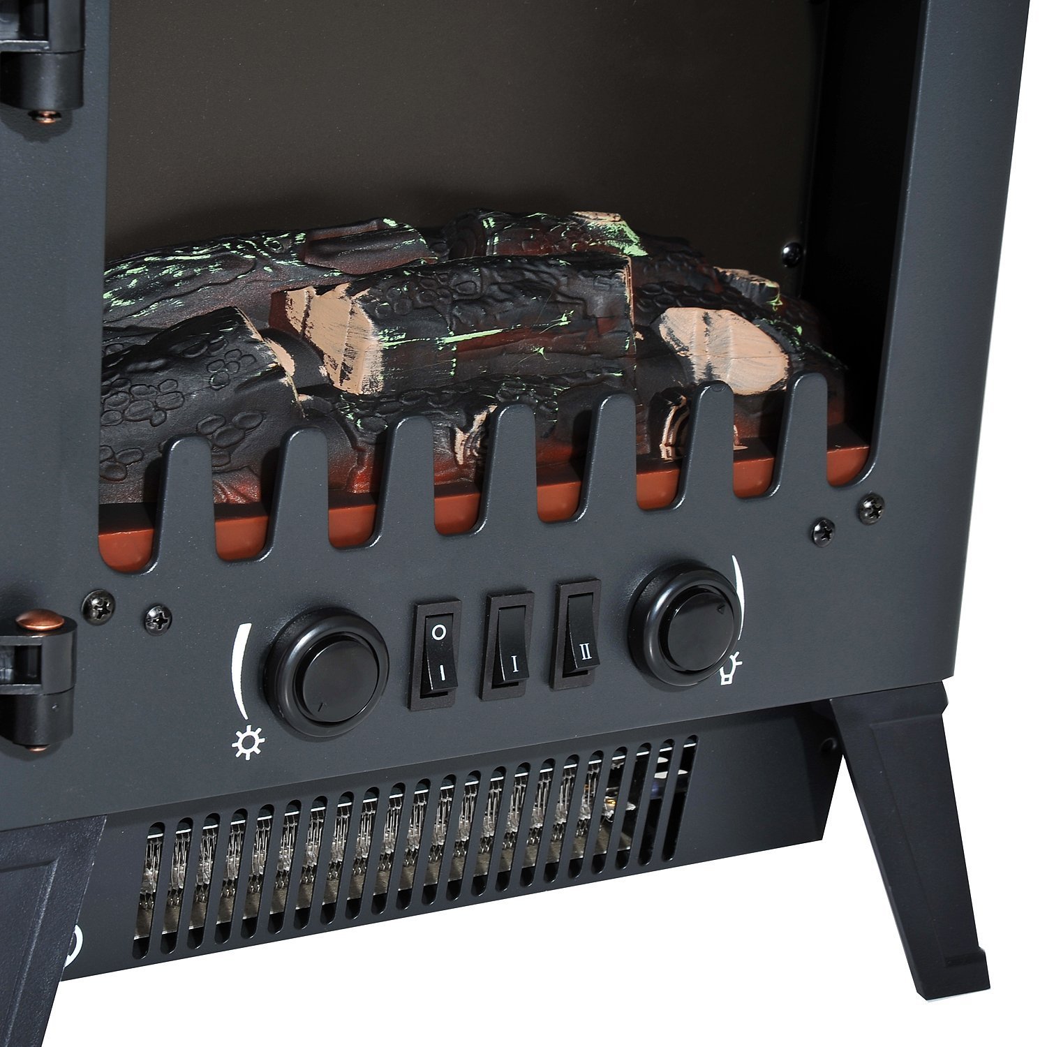 HOMCOM Camino Elettrico Effetto Fiamma Regolabile 36 x 25.5 x 41.5cm Nero | Caminetto Elettrico 925W/1850W, Temperatura Regolabile, Termostato, Protezione da Surriscaldamento