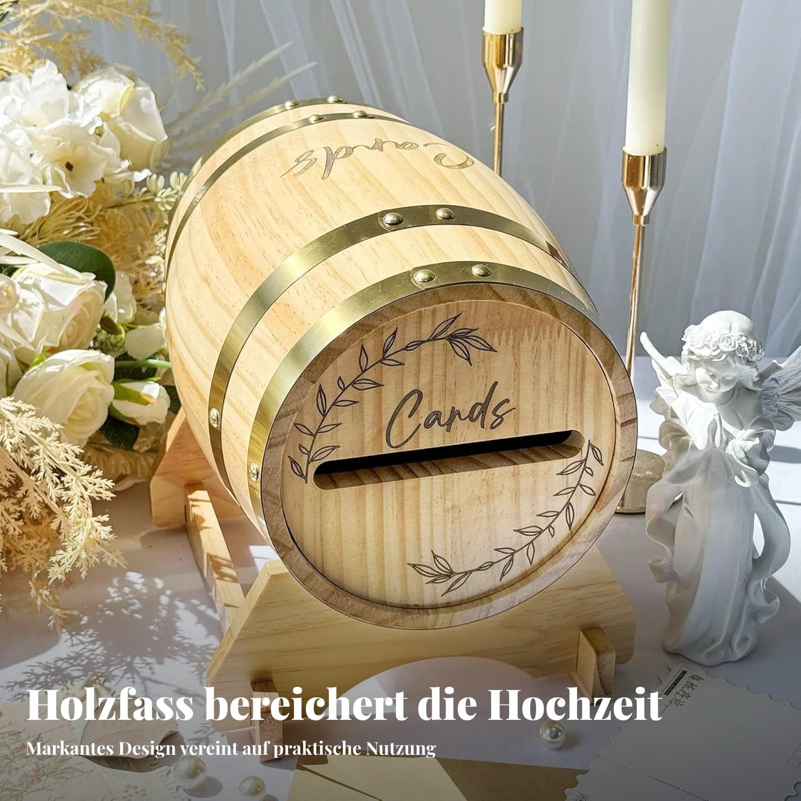 Porta Carte in Buste Cerimonia Forma Botte con Coperchio Estraibile E Semplice Accesso Adatta a Matrimoni Feste Private Eventi per Neonati
