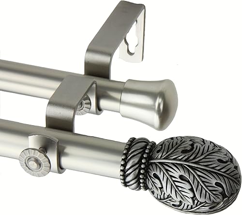 A&F Rod Decor - Barra de cortina doble de aluminio 28-48 pulgadas - Níquel satinado