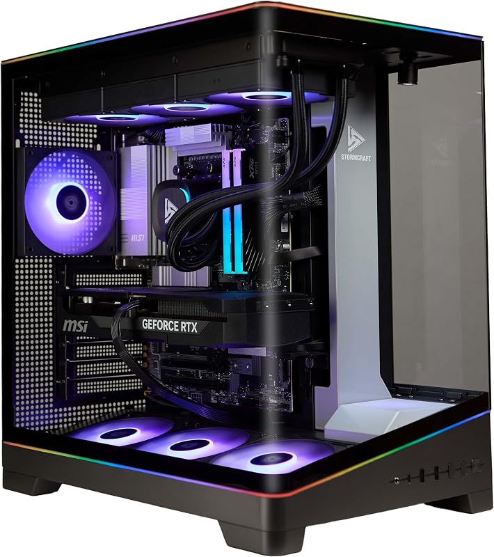STORMCRAFT Valkyrie AMD Gaming PC, R7 9800X3D, RTX 5070, 32GB DDR5, 1TB SSD | Top-Tier Gaming Rig 360mm AIO Cooler,B850 Chipset,850W PSU,Tempered Glass Case,USB-C,Wi-Fi,AI VR Ready,Built-In Figure Stand