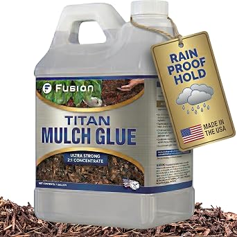 Titan Mulch Glue for Landscaping, Fast-Dry, Non-Toxic, Strong Mulch Glue for Rocks, Prevents Washout & Erosion in Flowerbeds & Gardens, Long-Lasting Stabilizer 128 Fl Oz by Fusion Chemical