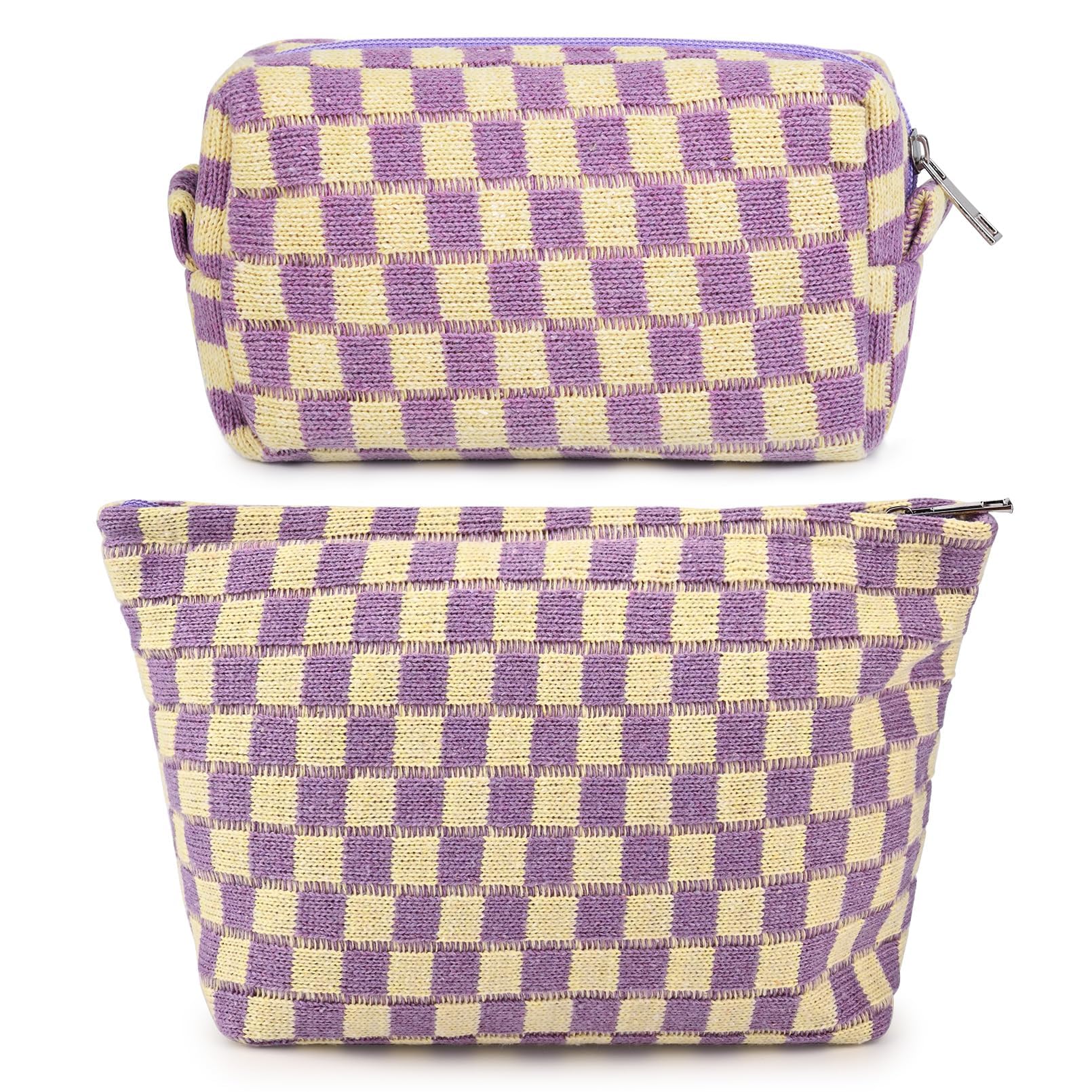 Schminktasche, Geburtstagsgeschenke für Frauen, große, karierte Reise-Schminktasche mit kleinem Fassungsvermögen, 2er-Pack Kosmetiktaschen, tragbare Kulturtasche für Mutter, Schwester, Freunde Mädchen