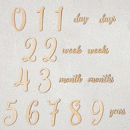 Promise Babe 月齢フォト ニューボーンフォト ベビーマンスリーカッド 19枚セット ウッド ナチュラル 記念 写真道具 撮影アイテム  成長記録に 新生児 赤ちゃん 出産祝い