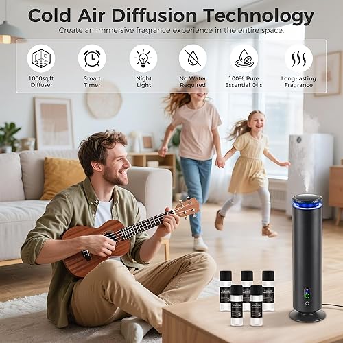 Miniatura 2 de Kit de inicio de difusor de aroma de hotel, 1000 pies cuadrados, 7 ajustes de luz ambiental, incluye 5 aceites esenciales para aromaterapia