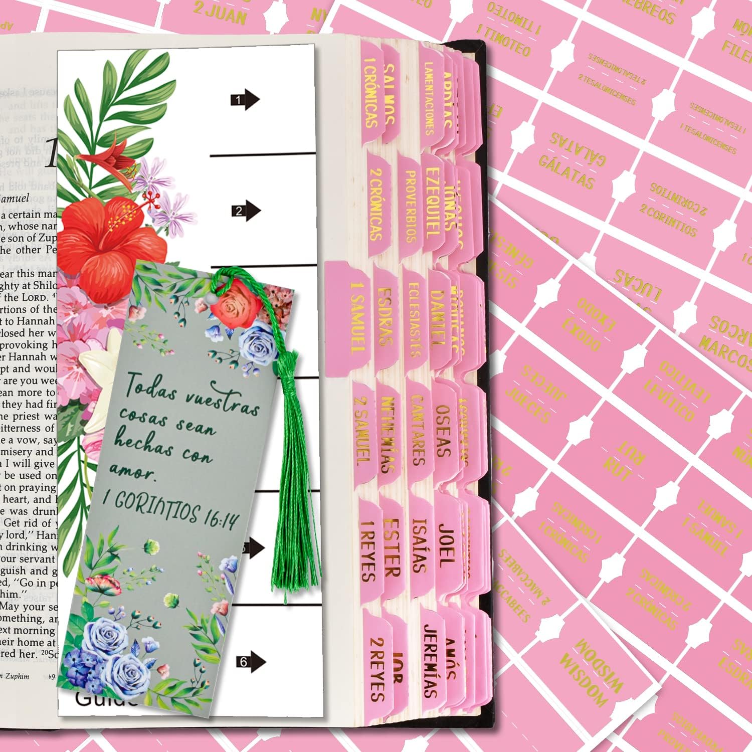 Bible Index Tabs New & Old Testament Tabs Matte Laminated - Spanish