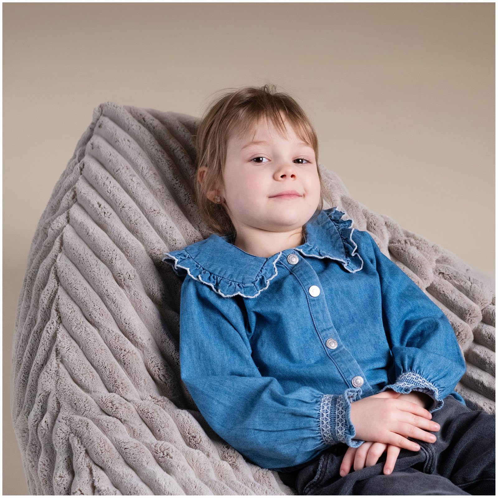 MISIOO Pouf per bambini a partire dai 12 mesi in su, comodi pouf per la cameretta dei bambini, con imbottitura leggera in polistirolo