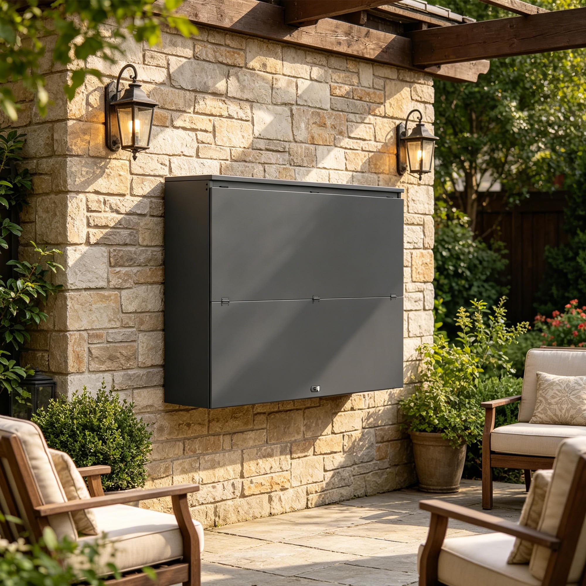 Custodia TV da esterno impermeabile, box protettiva TV con chiusura per televisori 32–55 pollici, protezione antifurto impermeabile per uso esterno, balcone e terrazza con supporto a parete