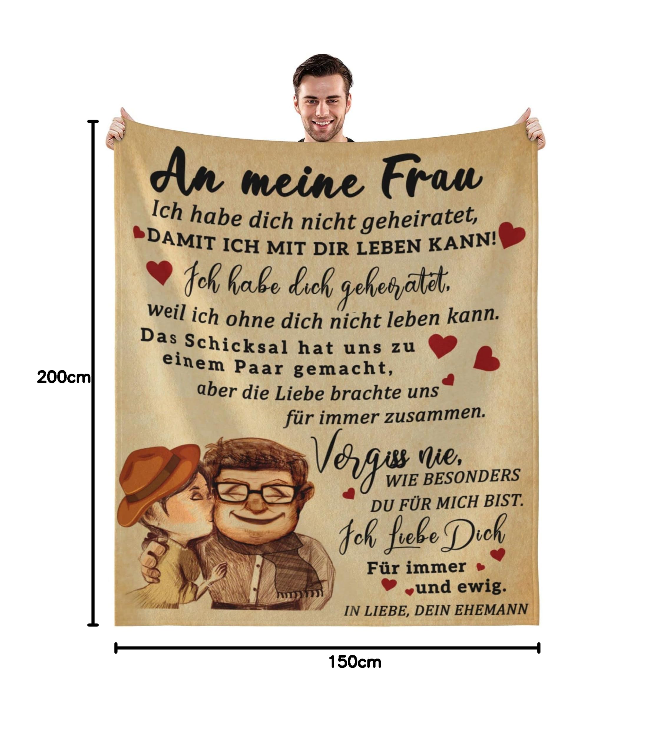 Hochzeitstag Geschenke für Frauen, Kuscheldecke An Meine Frau, Geburtstagsgeschenk Hochzeitsgeschenk Geschenkideen, Flauschige Fleecedecke 150x200cm