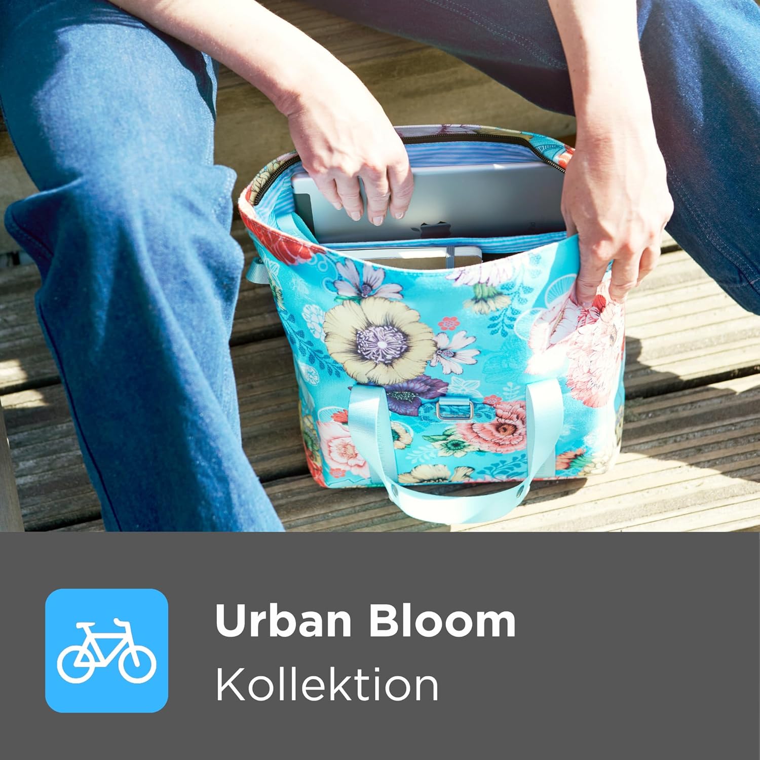 Basil 18166 Bicycle Handbag Bloom Field Sky Blue 8-11 litres Recycled PET Polyester