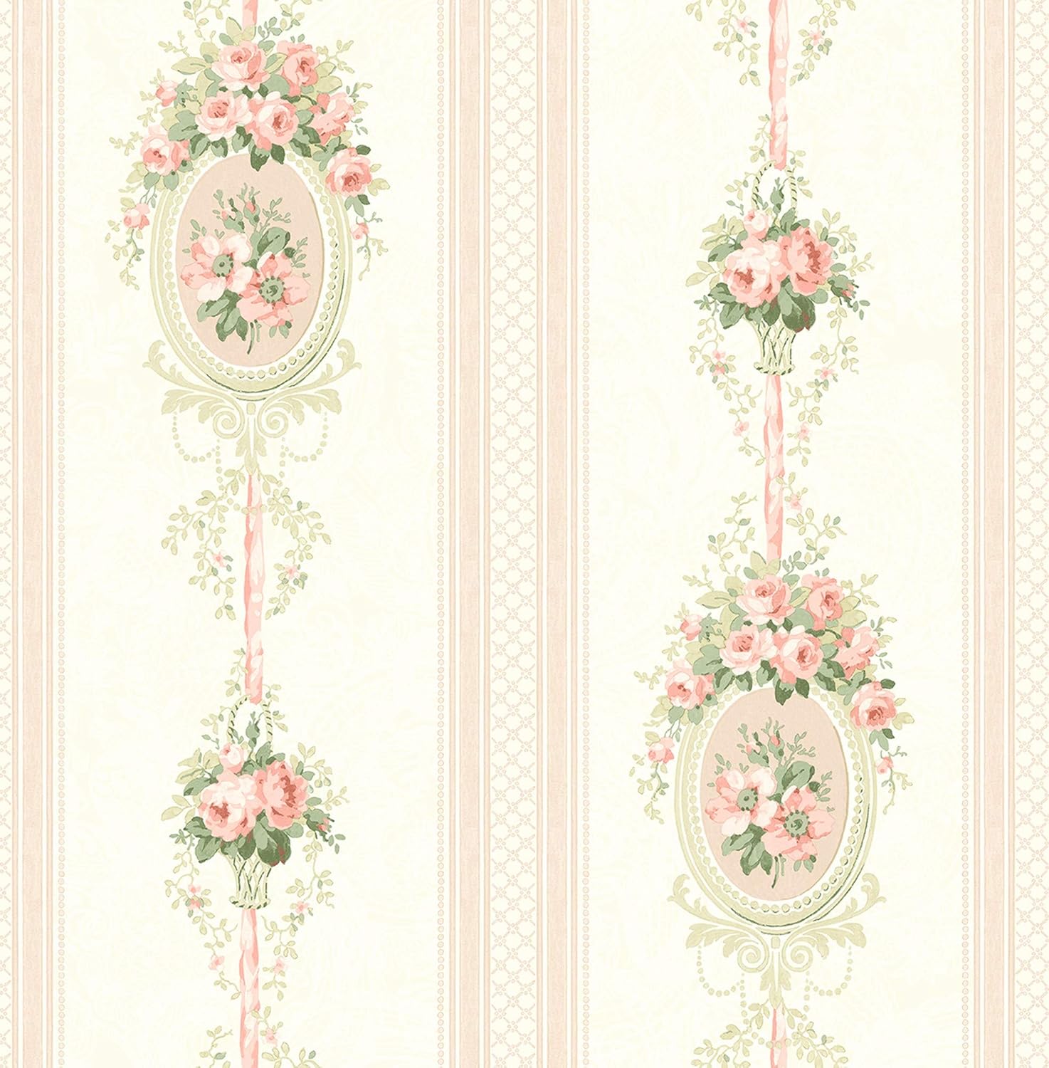 Cameo Stripe Wallpaper in Rosy FS50411 from Wallquest
