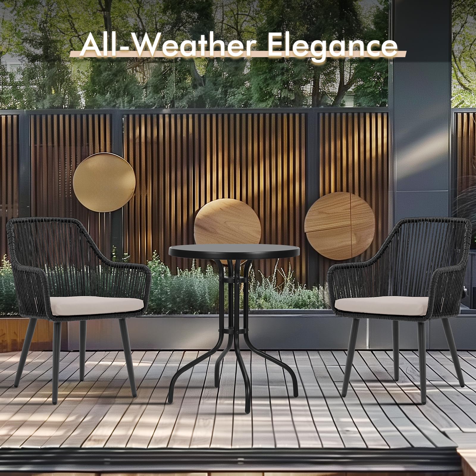 Wicker Dining Chairs Set Of Hand Woven Rope Outdoor Patio Dining