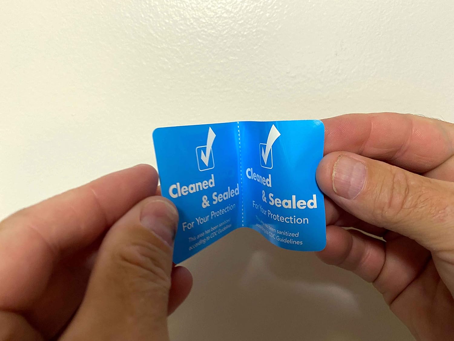 Cleaned and Sealed Tamper Seal Labels Blue 2 x 4 Inch 500 Total Labels Tamper Evident Tape for Hotels, House, & Car Rentals, White Plastic Permanent Adhesive, Tape Indicates Cleanliness & Security