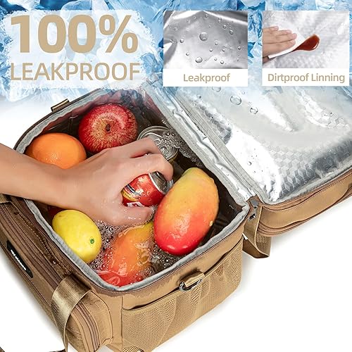 Miniatura 6 de Weitars Lonchera para hombres y mujeres, lonchera de doble compartimento, resistente, grande, aislada, bolsa de almuerzo táctica duradera con correa