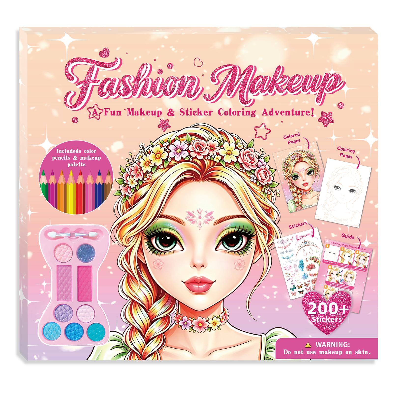 Elfew Makeup Sticker Colouring Book for Girls Ages4-8,Dress Up Activity Kit